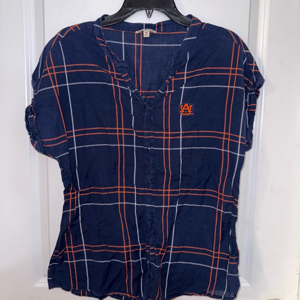 Auburn Tigers‎ Navy and Orange Plaid Shirt Ladies Size Medium
